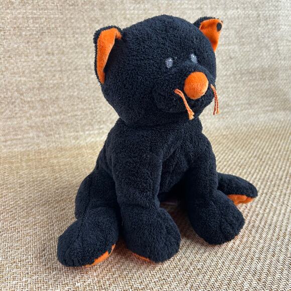 Ty Pluffies “Trickery” Black & Orange Cat – 2008, 8" - Picture 2 of 7